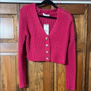 Cozy Pink Button-Up Sweater
